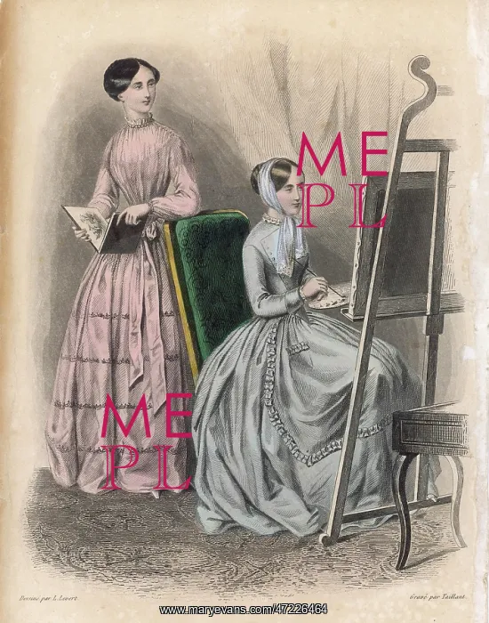 : Lady Sits at Easel 1848 : Lady Sits at Easel 1848