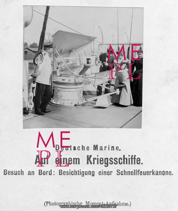: Lady visitors on a warship, 1903 : Lady visitors on a warship, 1903