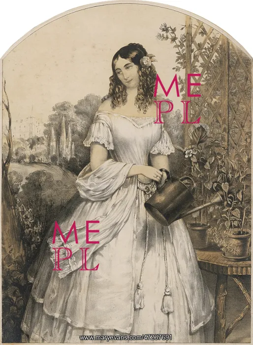 : A LADY WATERING : A LADY WATERING