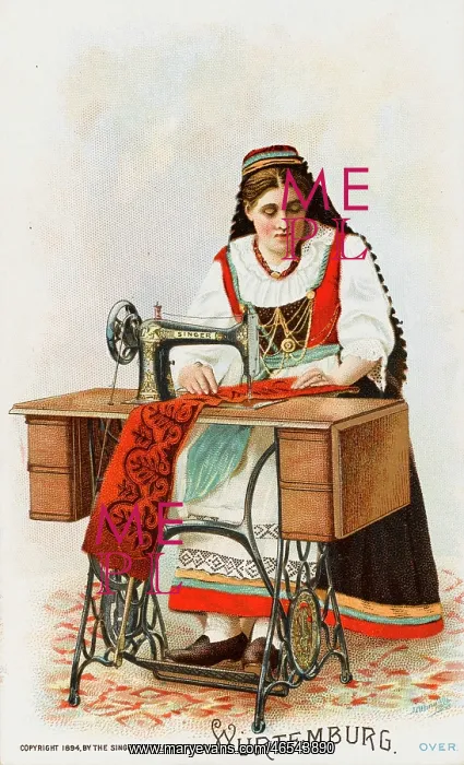 : Lady from Wurtemburg using a Singer Sewing Machine : Lady from Wurtemburg using a Singer Sewing Machine