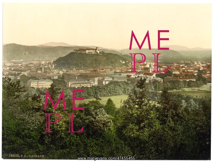 : Laibach, general view from the Tivoli Castle, Carniola, Aust : Laibach, general view from the Tivoli Castle, Carniola, Aust