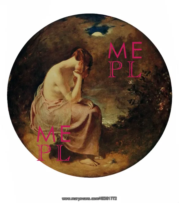 : The Lake. Painted in a circular form. The painting depicts a half naked : The Lake. Painted in a circular form. The painting depicts a half naked