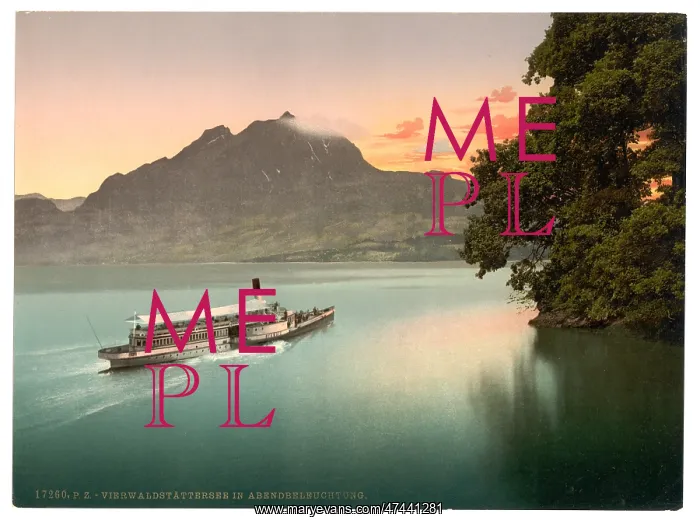 : The Lake of the Four Cantons, evening tints, Lake Lucerne, S : The Lake of the Four Cantons, evening tints, Lake Lucerne, S