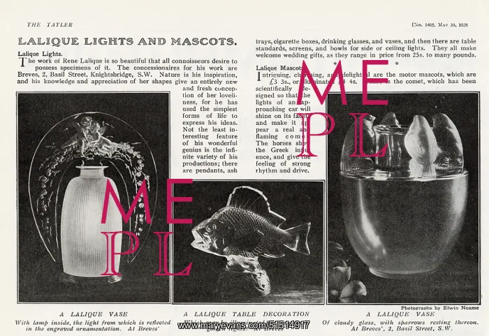  : Lalique Vases and a table decoration in the shape of a fish