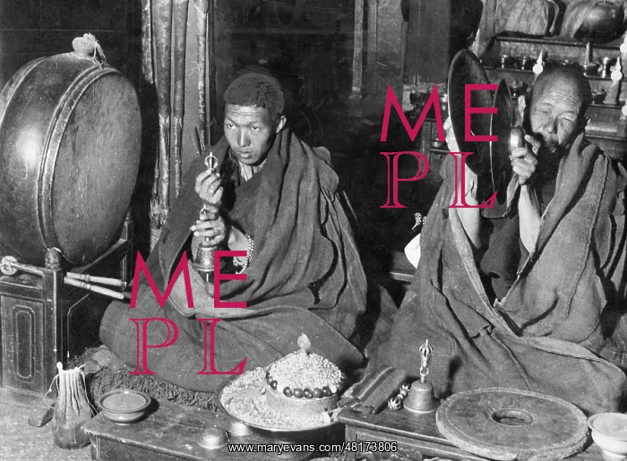 : Lama monks in Tibet, 1938 : Lama monks in Tibet, 1938
