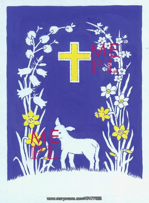 : Lamb with Flowers and Cross : Lamb with Flowers and Cross