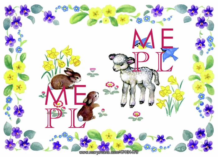 : Lamb, rabbits, blue tits and spring flowers : Lamb, rabbits, blue tits and spring flowers