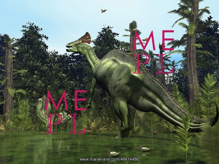 : A Lambeosaurus rears onto its hind legs in response to a ? : A Lambeosaurus rears onto its hind legs in response to a ?