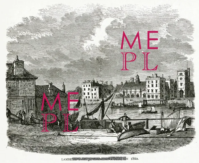 : Lambeth Palace from Millbank 1860 : Lambeth Palace from Millbank 1860