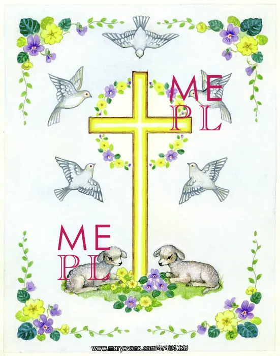 : Lambs, doves, cross and spring flowers : Lambs, doves, cross and spring flowers