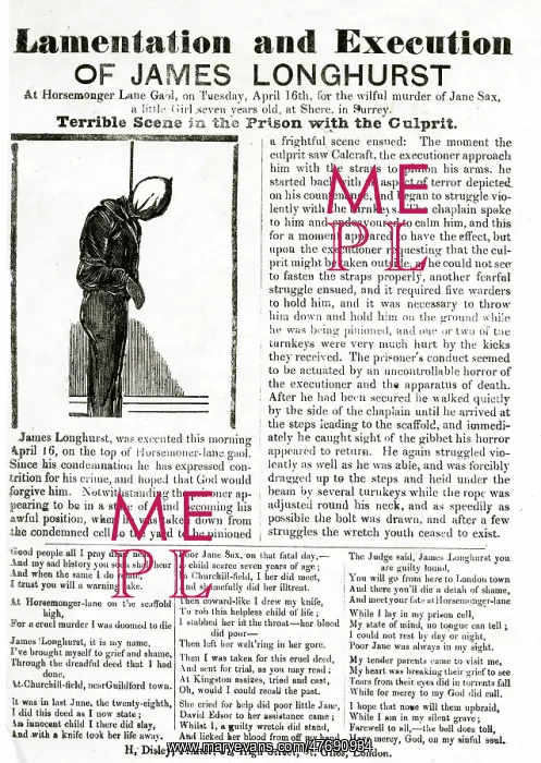  : The Lamentation and Execution of James Longhurst