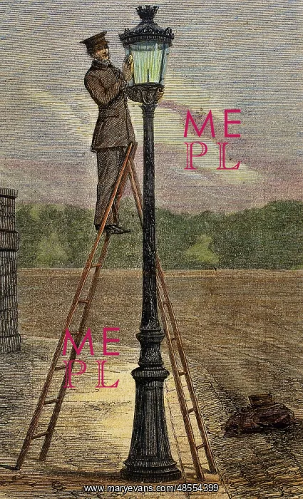 : Lamplighter cleaning an old lamppost : Lamplighter cleaning an old lamppost
