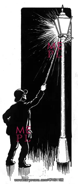  : Lamplighter lighting street lamp