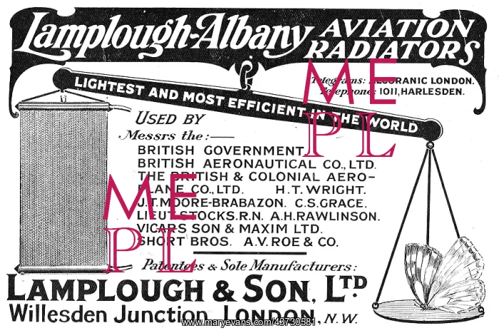 : Lamplough-Albany Light Efficient Aviation Radiators : Lamplough-Albany Light Efficient Aviation Radiators