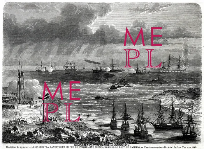 : The Lance under fire at the port of Tampico : The Lance under fire at the port of Tampico