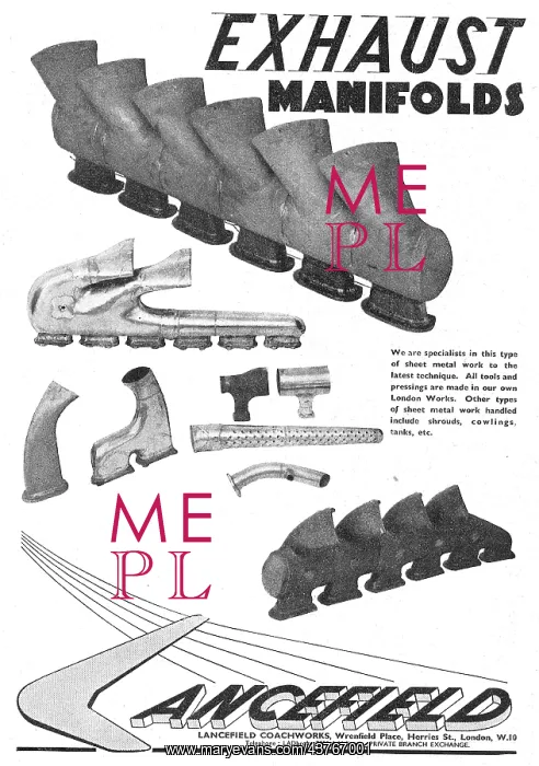 : Lancefield. Aircraft Exhaust Manifolds : Lancefield. Aircraft Exhaust Manifolds