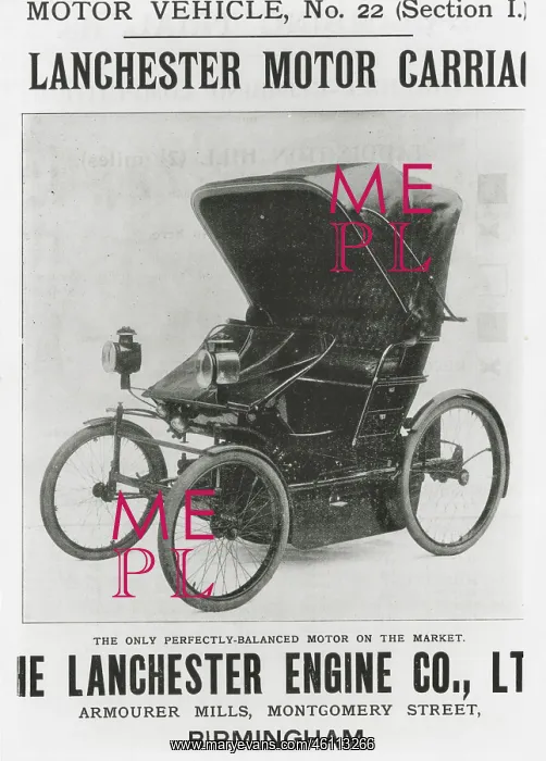 : Lanchester motor carriage advert : Lanchester motor carriage advert