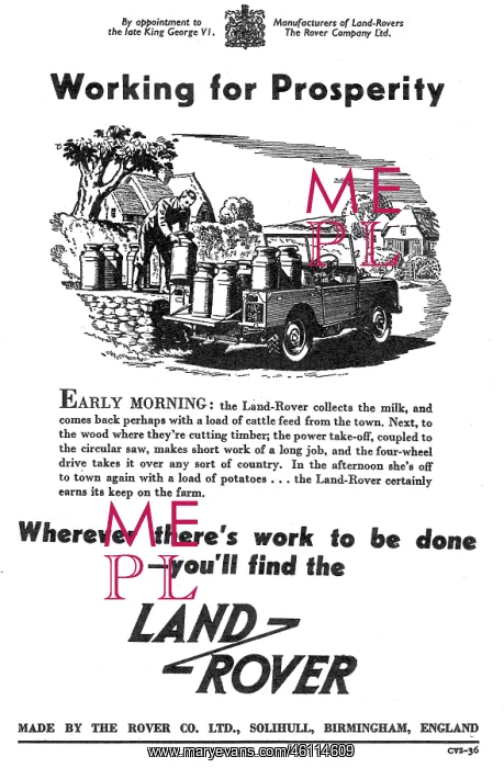 : Land Rover advertisement, 1952 : Land Rover advertisement, 1952