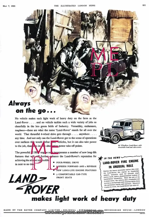 : Land Rover advertisement, 1955 : Land Rover advertisement, 1955