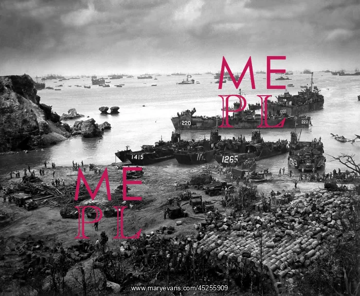 : Landing craft of supply U.S. forces on Okinawa : Landing craft of supply U.S. forces on Okinawa