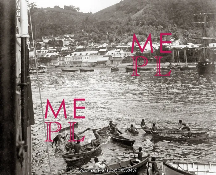 : The landing stage, St Pierre, Martinique, West Indies, circa : The landing stage, St Pierre, Martinique, West Indies, circa