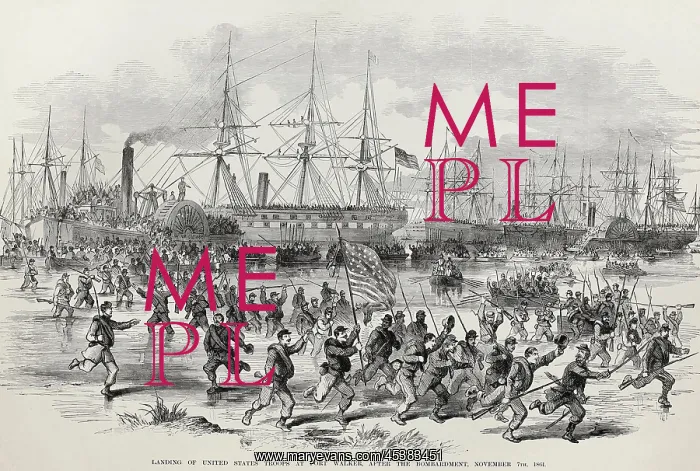 : Landing of US Troops at Fort Walker, Port : Landing of US Troops at Fort Walker, Port