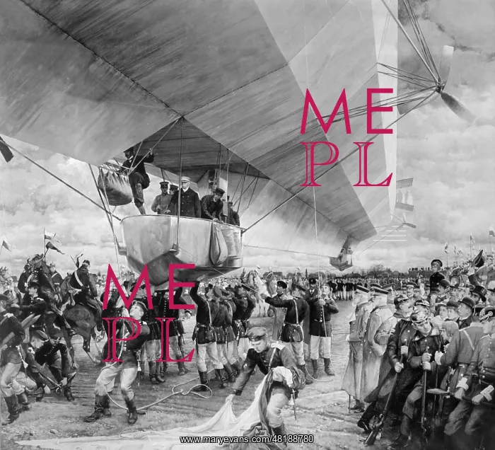 : Landing of the zeppelin LZ1 in Munich, 1900 : Landing of the zeppelin LZ1 in Munich, 1900