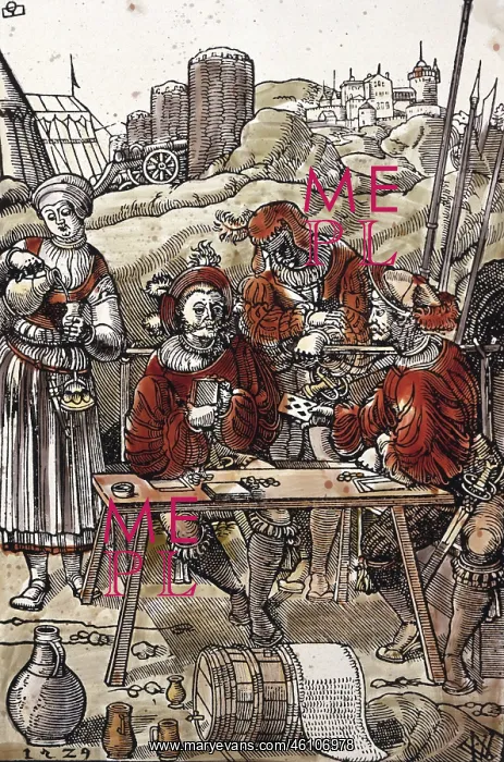 : Landknechts playing cards during the siege of a town : Landknechts playing cards during the siege of a town