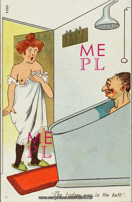 : Landlady discovers the lodger in the bath : Landlady discovers the lodger in the bath