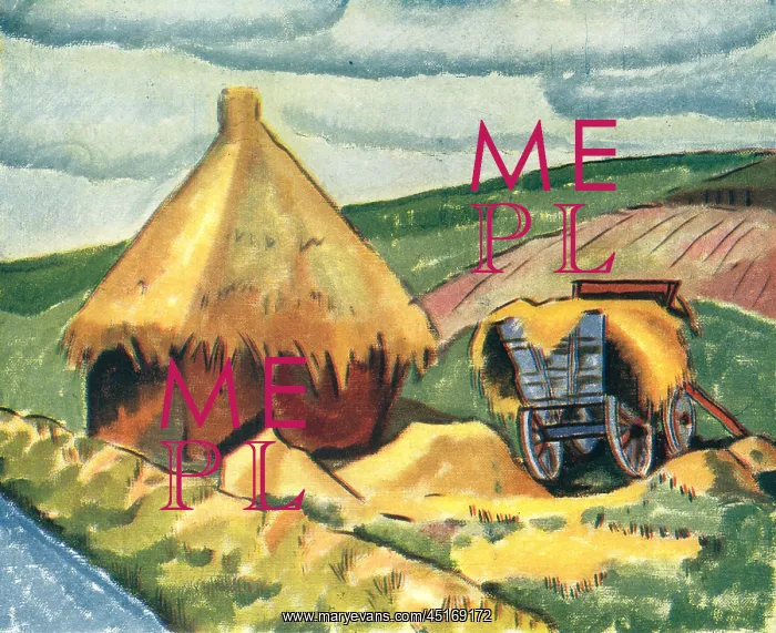 : Landscape. This landscape oil painting shows a large haystack : Landscape. This landscape oil painting shows a large haystack