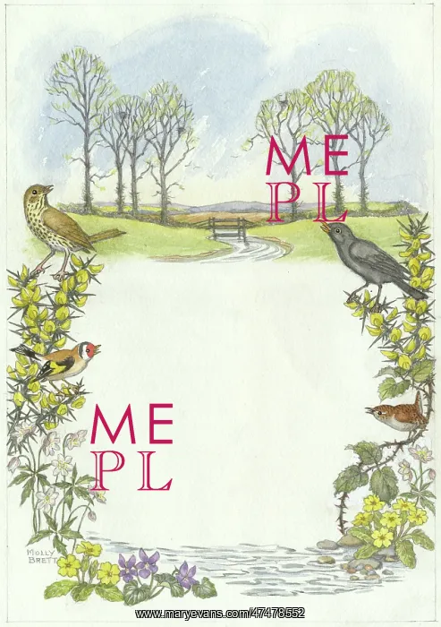 : Landscape with a border of birds etc : Landscape with a border of birds etc
