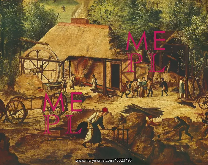 : Landscape with copper mines. Central detail : Landscape with copper mines. Central detail
