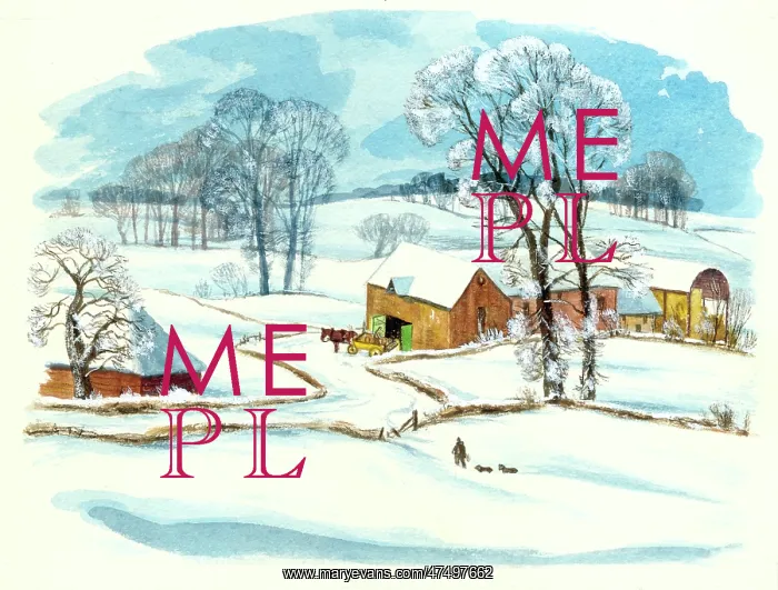 : Landscape with farmstead in the snow : Landscape with farmstead in the snow