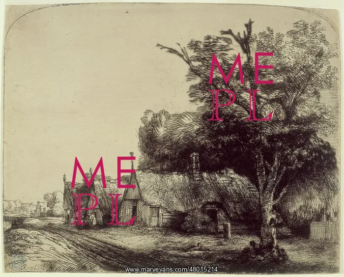 : Landscape with three gabled cottages : Landscape with three gabled cottages