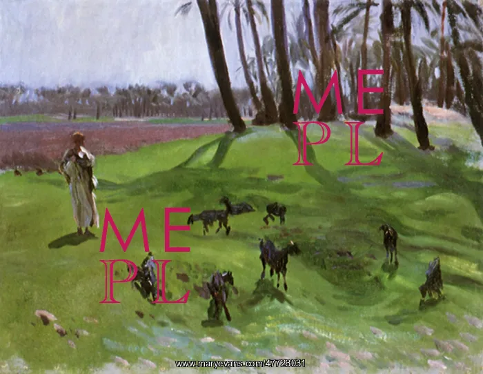 : Landscape with Goatherd, by Singer Sargent : Landscape with Goatherd, by Singer Sargent