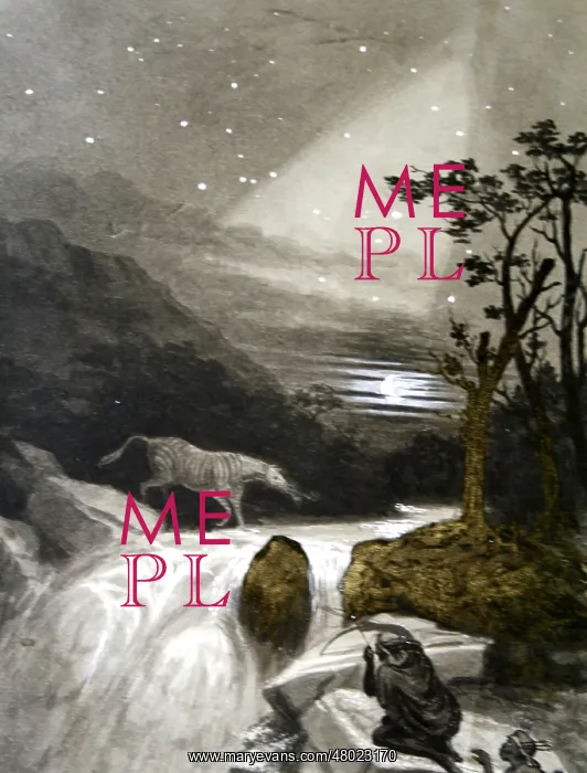 : Landscape with stream, stars and hunters : Landscape with stream, stars and hunters