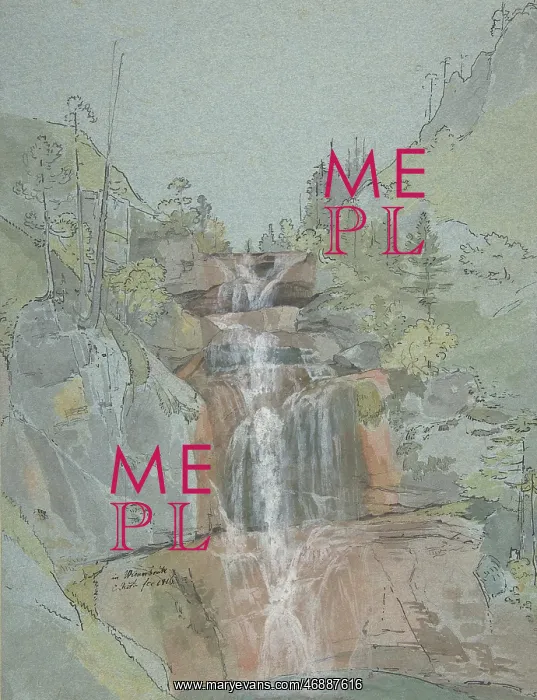 : Landscape with a Waterfall, 1816, Pen and brown : Landscape with a Waterfall, 1816, Pen and brown