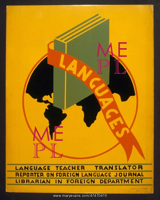 : Languages. Poster promoting occupations in the field of languages : Languages. Poster promoting occupations in the field of languages