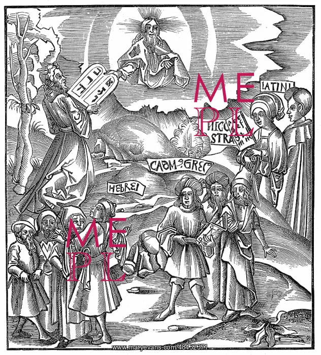 : Languages. Moses receiving from God the tablets : Languages. Moses receiving from God the tablets
