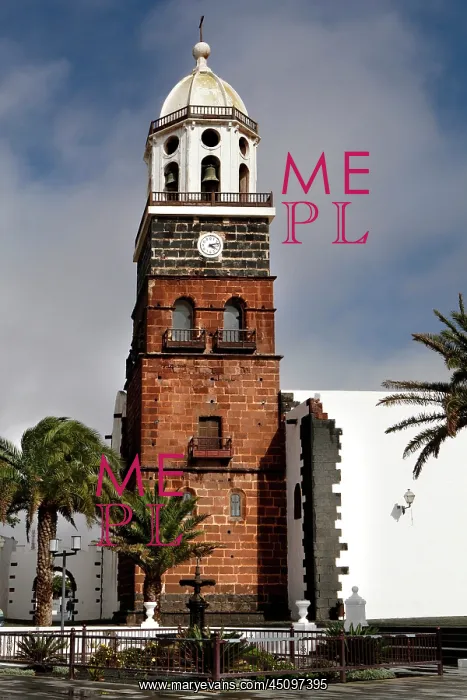 : Lanzarote. Low angle view of Church of Nuestra Senora de Guadalupe : Lanzarote. Low angle view of Church of Nuestra Senora de Guadalupe