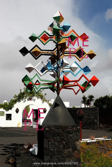 : Lanzarote. Low angle view of sculpture outside the Cesar Manrique Foundation : Lanzarote. Low angle view of sculpture outside the Cesar Manrique Foundation