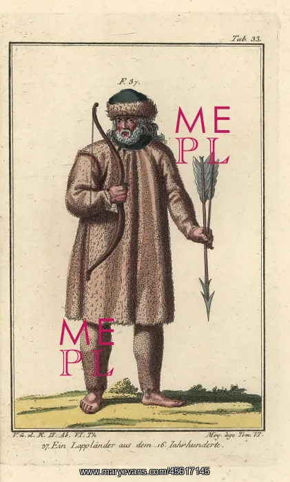 : Laplander wearing clothes and hat of fine fur, 16th century : Laplander wearing clothes and hat of fine fur, 16th century