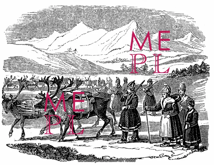 : Lapps setting out on a migration with reindeer : Lapps setting out on a migration with reindeer
