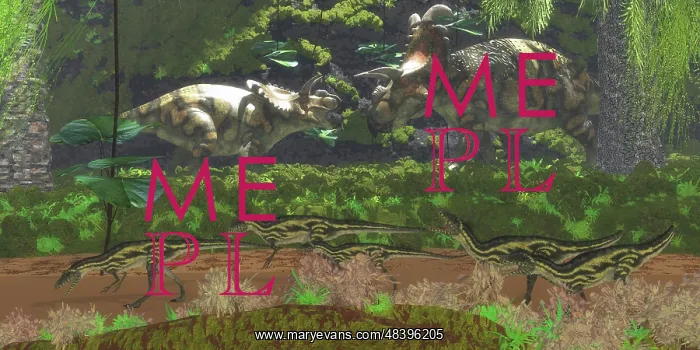 : Two large Albertaceratops dinosaurs having a disagreement : Two large Albertaceratops dinosaurs having a disagreement
