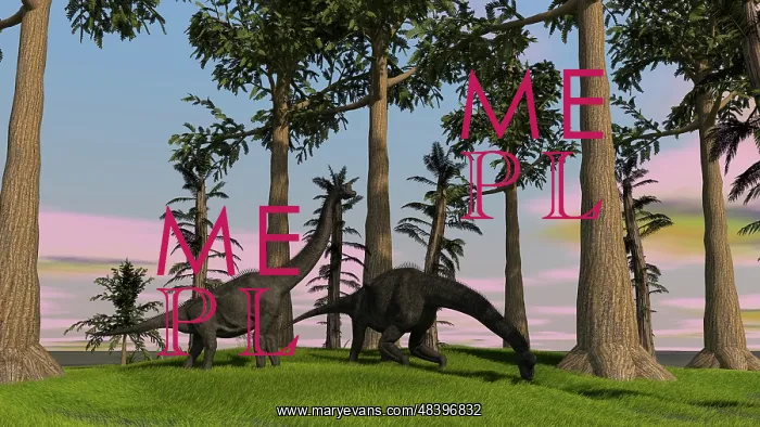 : Large Brachiosaurus dinosaurs grazing among trees : Large Brachiosaurus dinosaurs grazing among trees