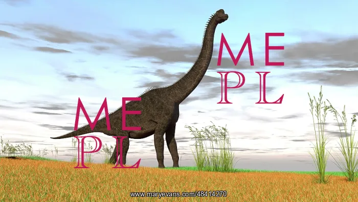 : Large Brachiosaurus in a grassy field : Large Brachiosaurus in a grassy field