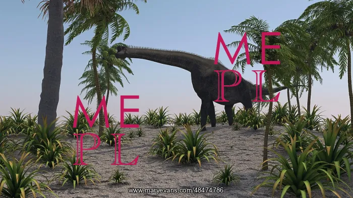 : Large Brachiosaurus grazing on foliage : Large Brachiosaurus grazing on foliage