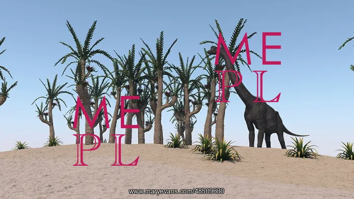: Large Brachiosaurus grazing on an island : Large Brachiosaurus grazing on an island