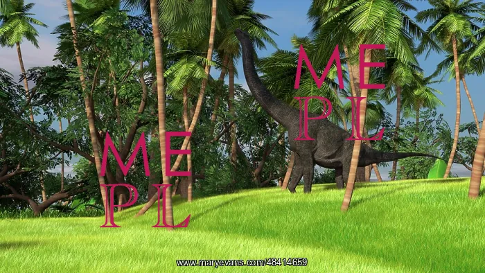 : Large Brachiosaurus grazing on palm trees : Large Brachiosaurus grazing on palm trees