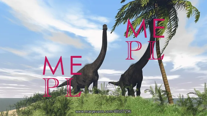 : Two large Brachiosaurus grazing on a tall tree : Two large Brachiosaurus grazing on a tall tree